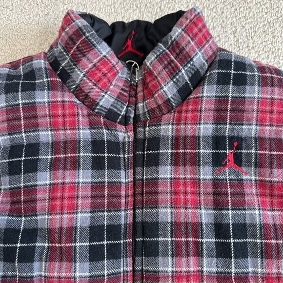Air Jordan Puffer Vest Full Zip Black Plaid Jumpman Boys Size L - Picture 11 of 13